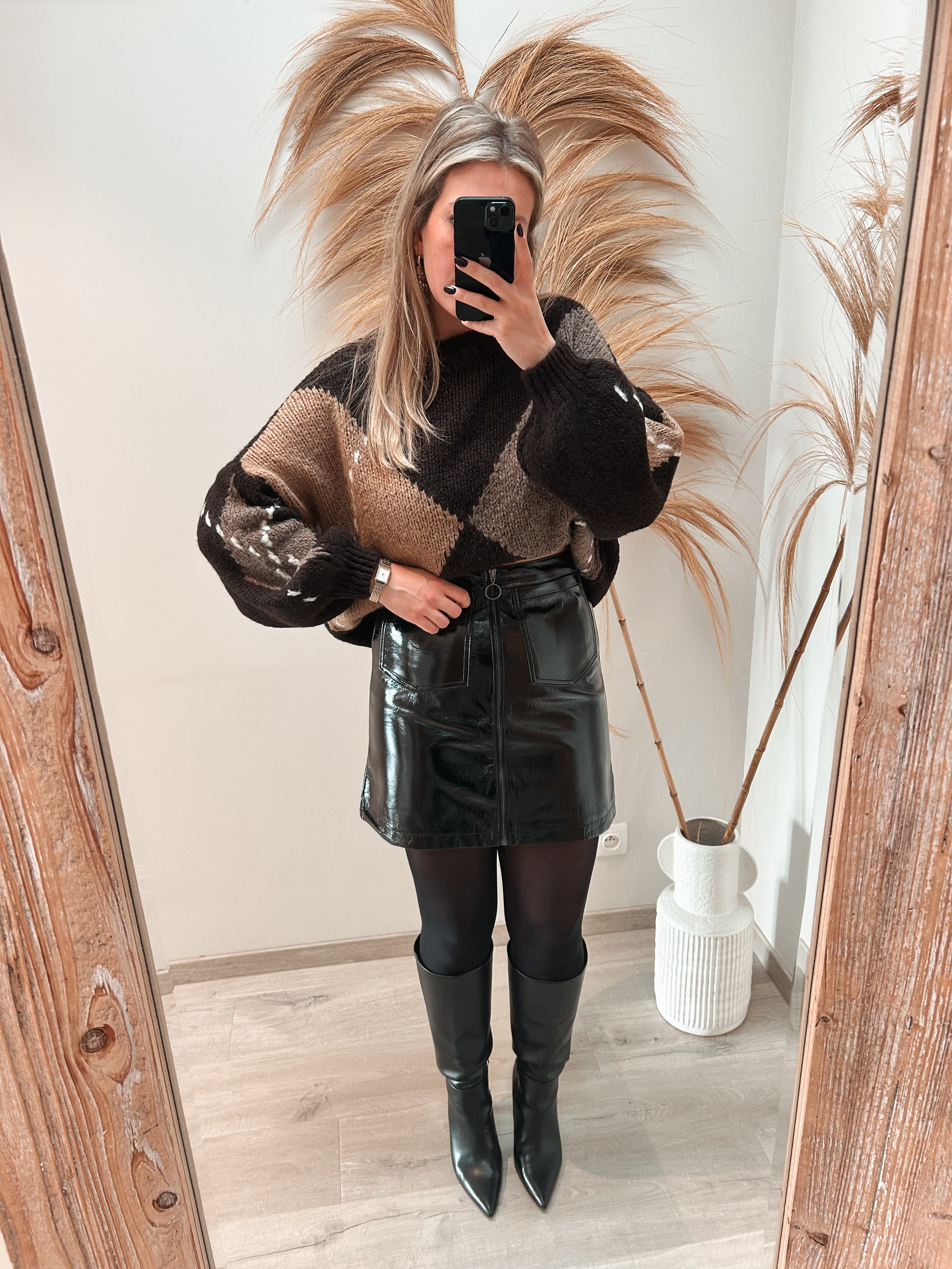 Marcella carreaux knit sweater