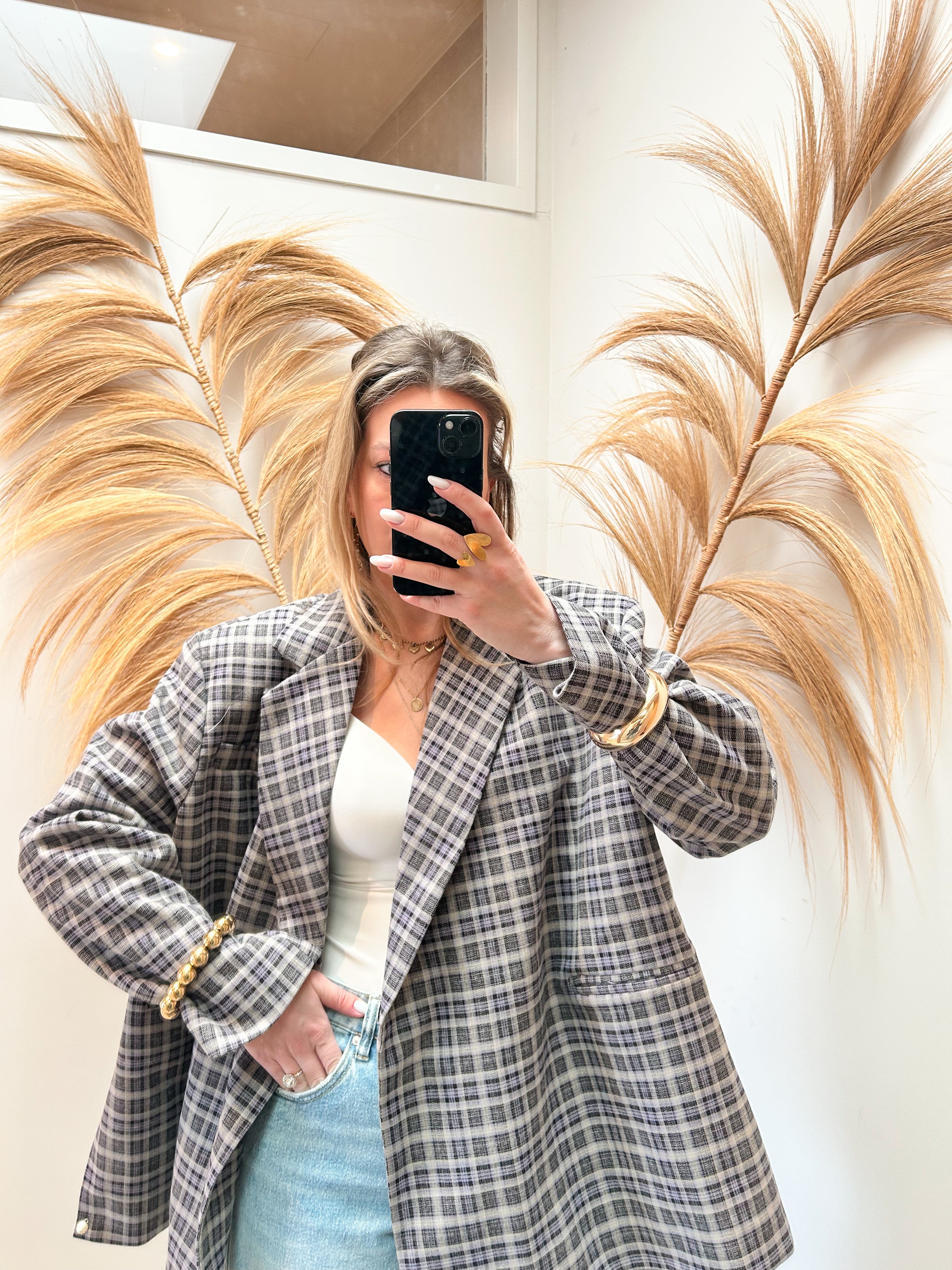 Jackie oversized checkered blazer