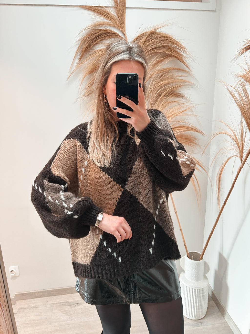 Marcella carreaux knit sweater