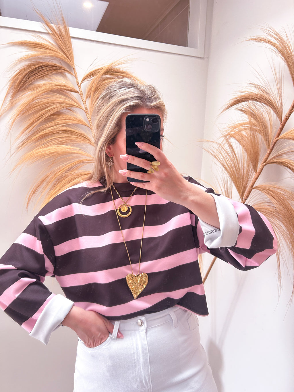 Mona pull - bruin/roze