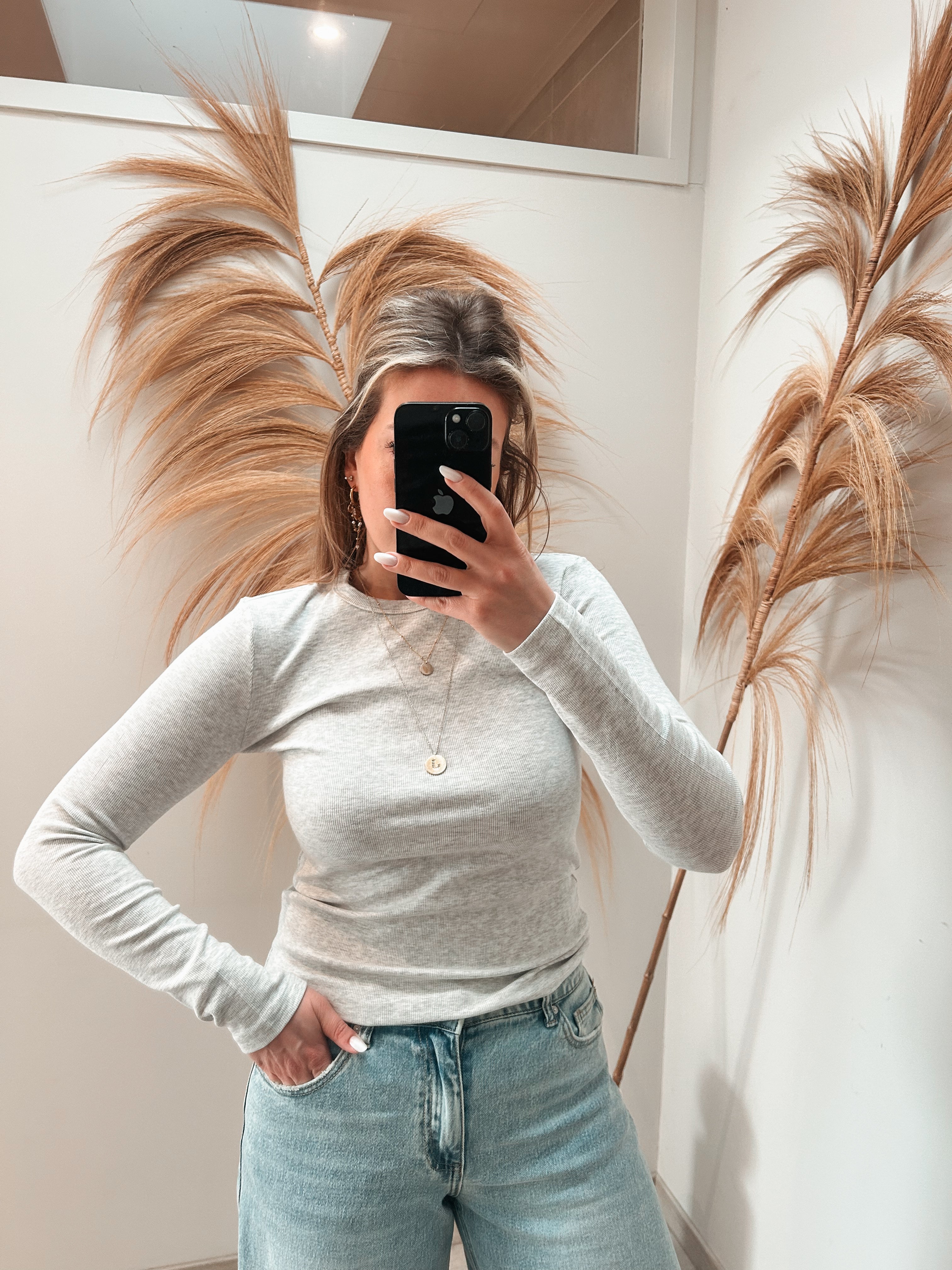 Tara basic stretch shirt - grijs