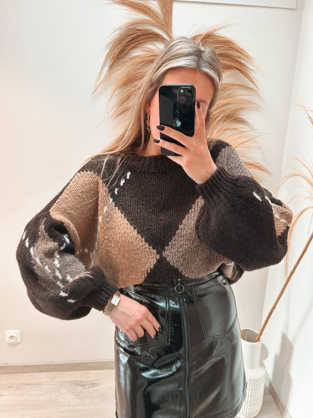 Marcella carreaux knit sweater