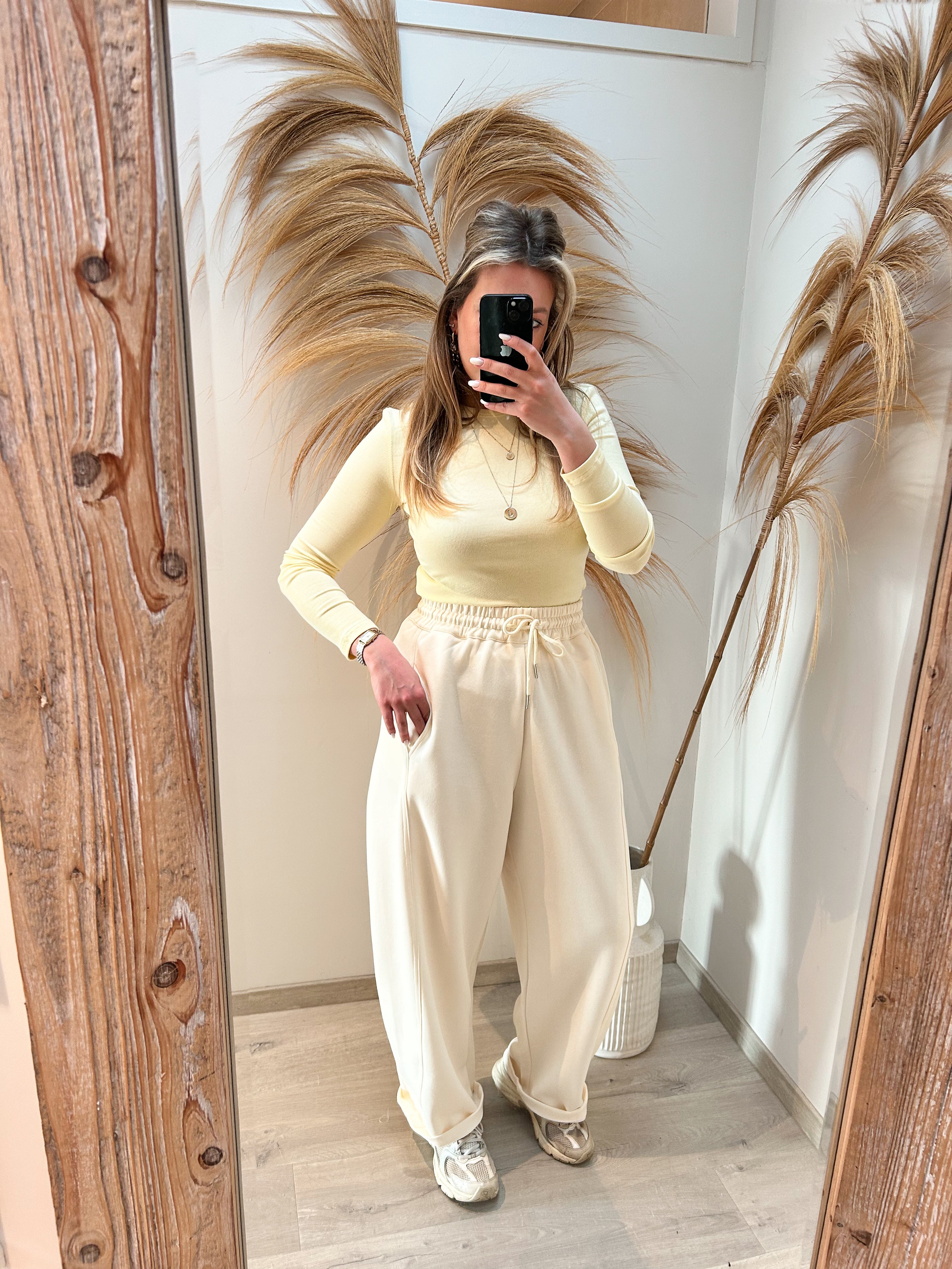 Tara basic stretch shirt - geel