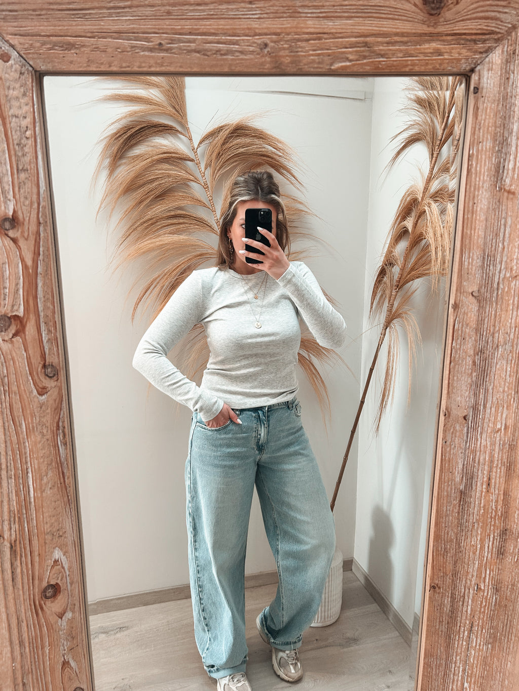 Tara basic stretch shirt - grijs