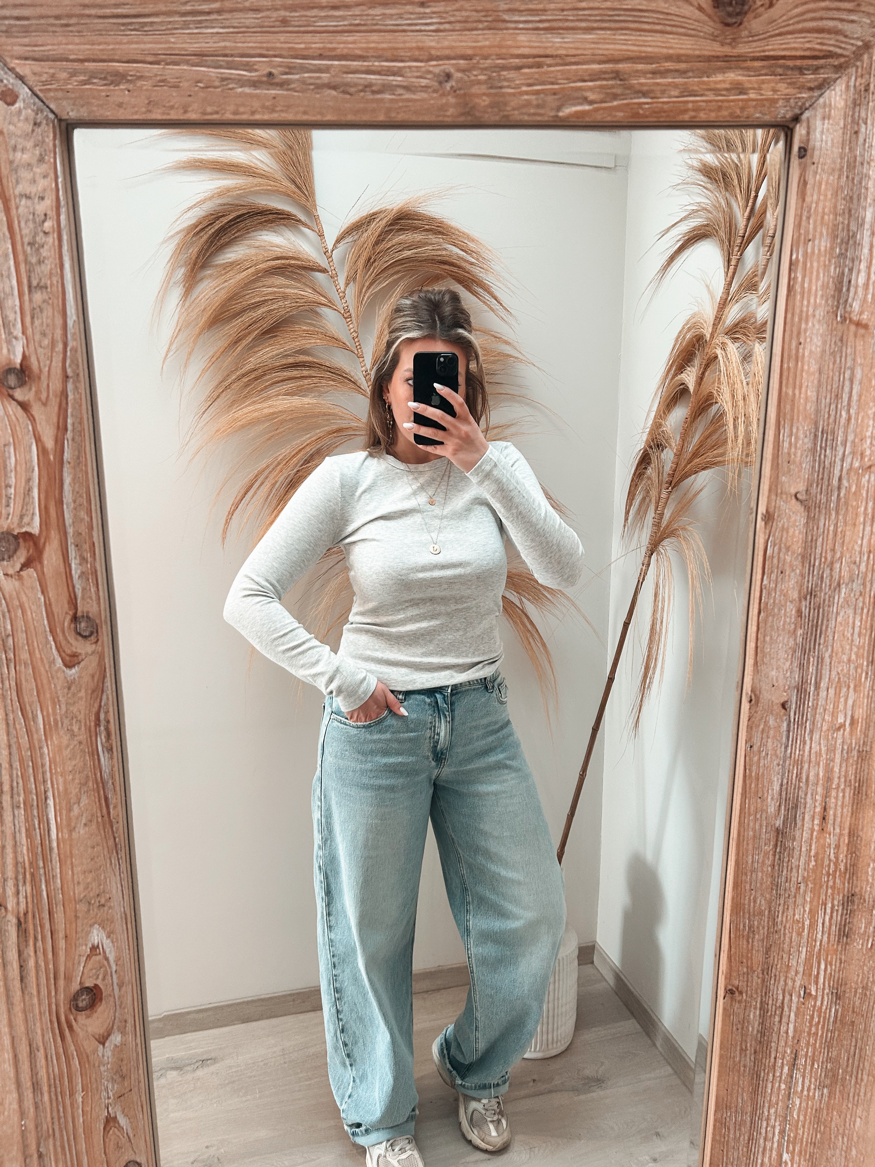 Tara basic stretch shirt - grijs