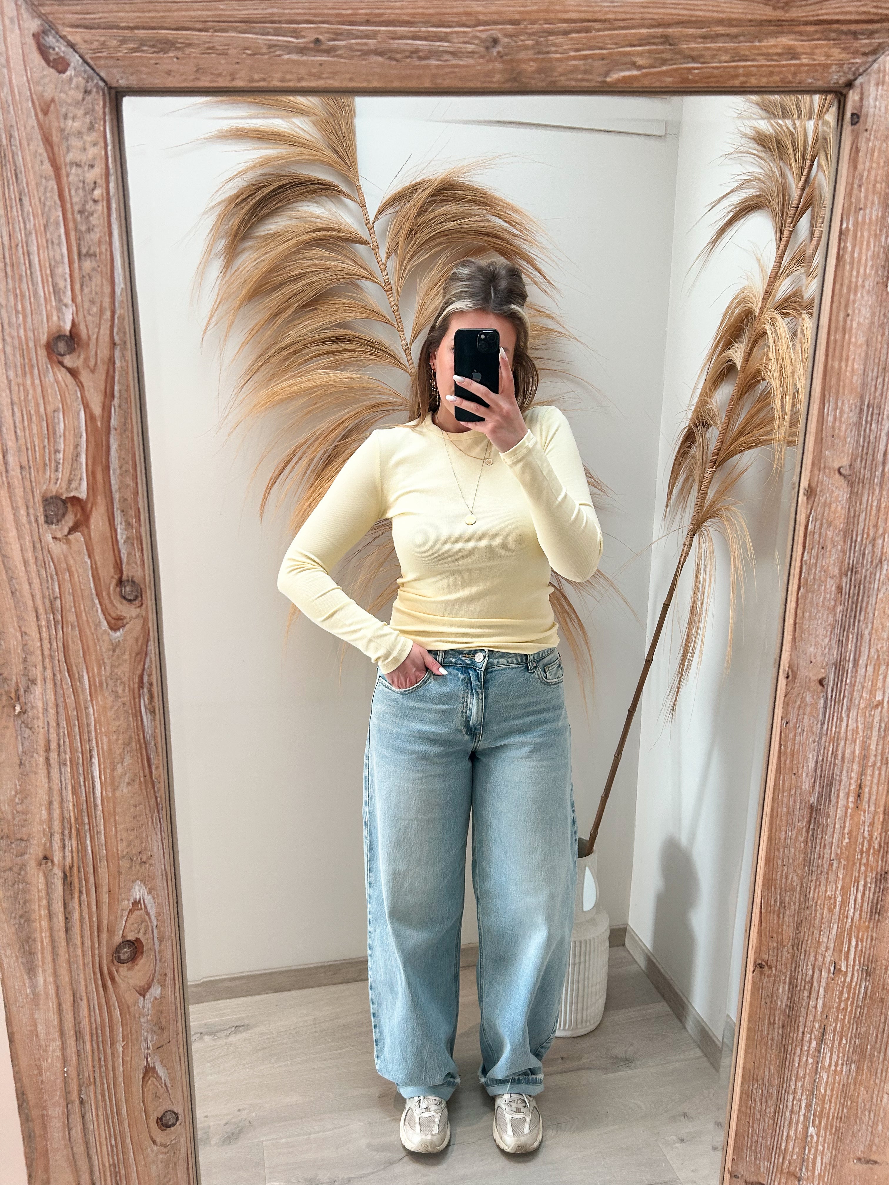 Tara basic stretch shirt - geel