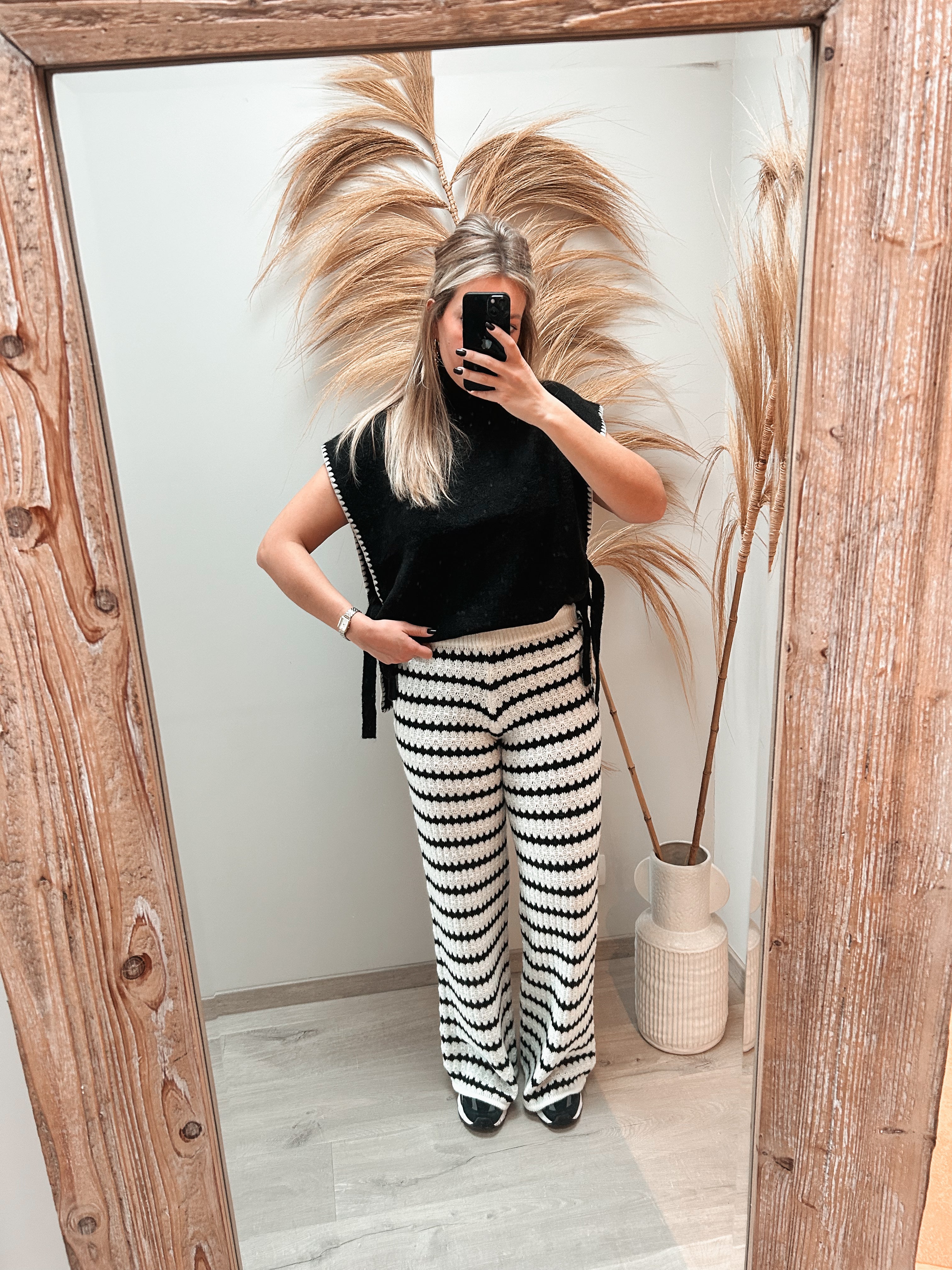 Coco knit pants - crème/zwart