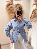 Noé getailleerde blouse - blauw