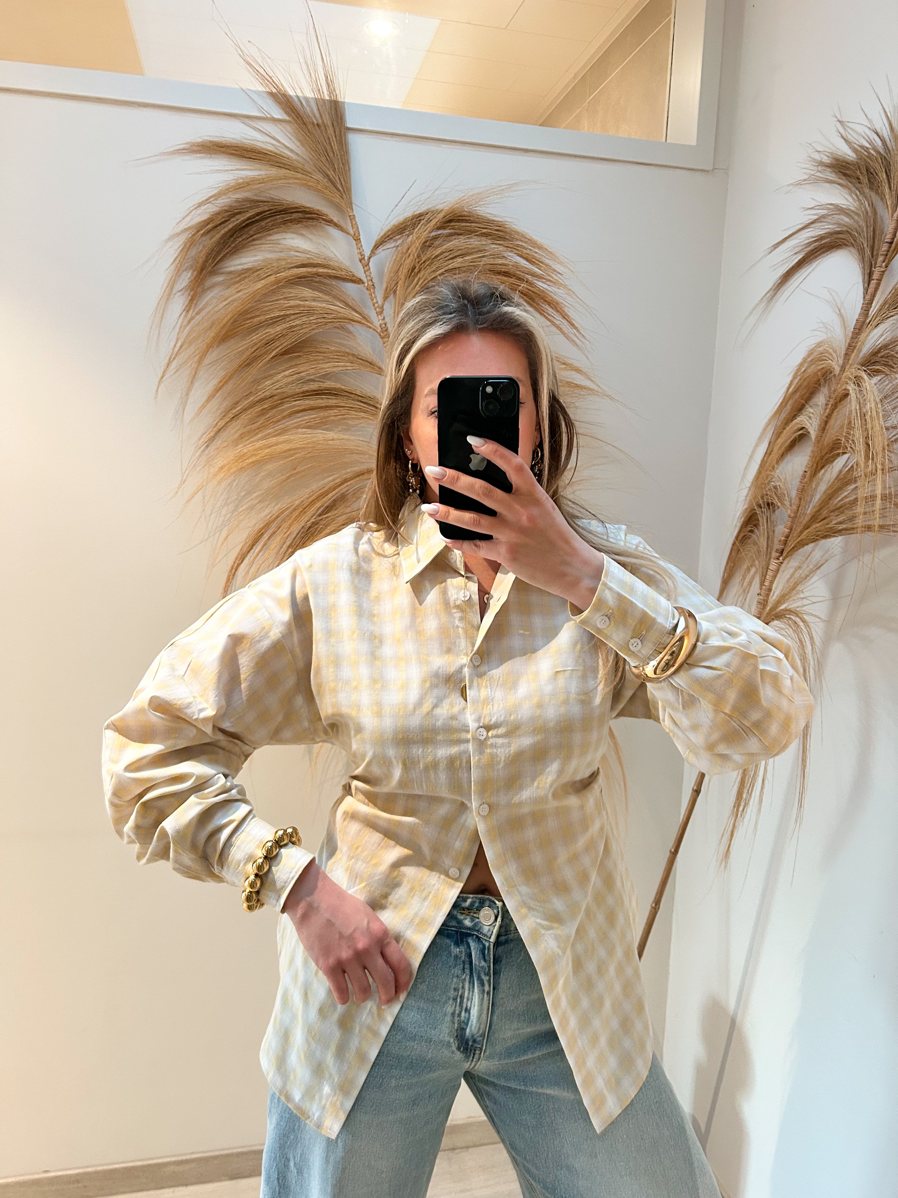 Noé getailleerde checkered blouse
