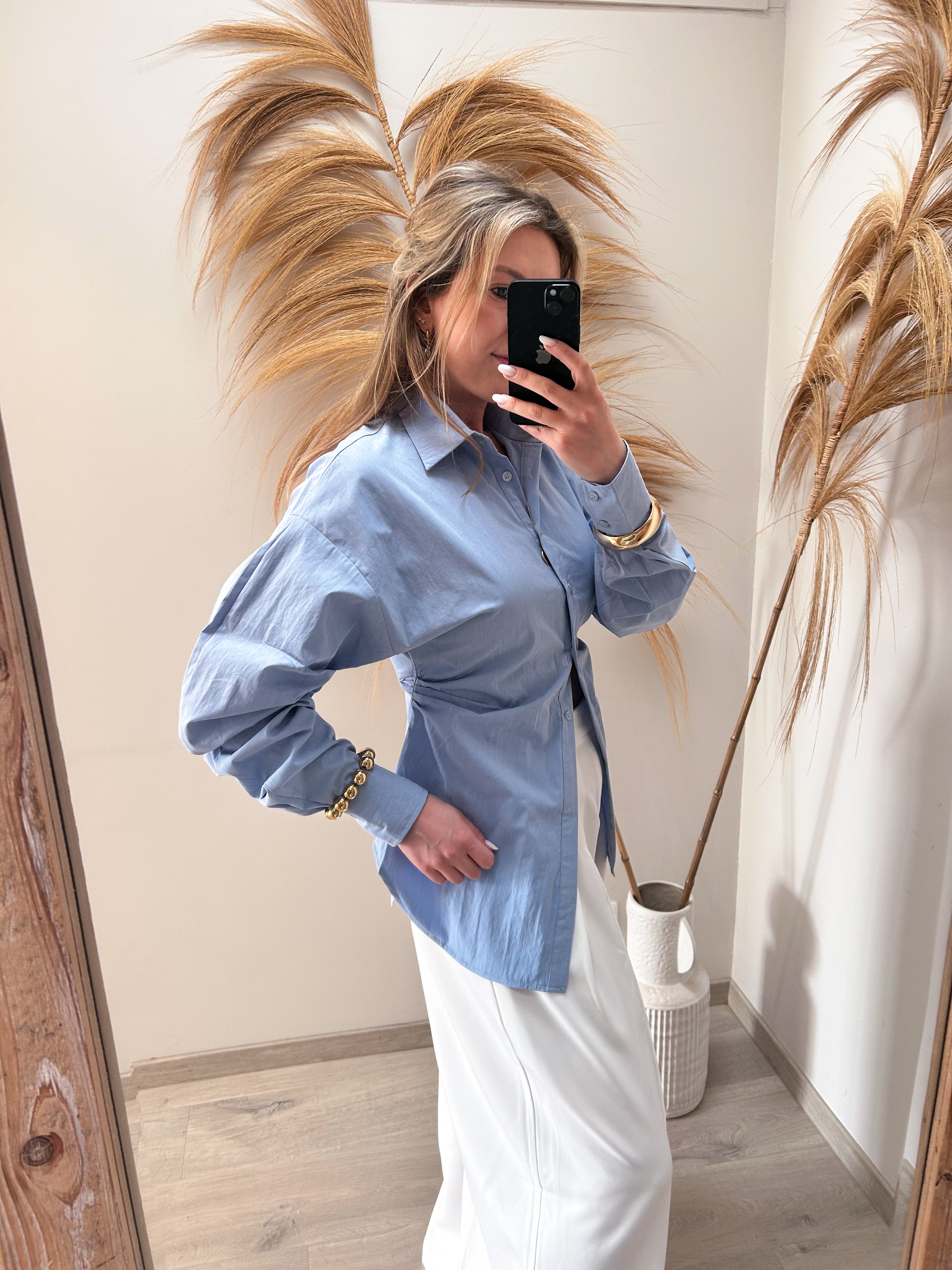 Noé getailleerde blouse - blauw