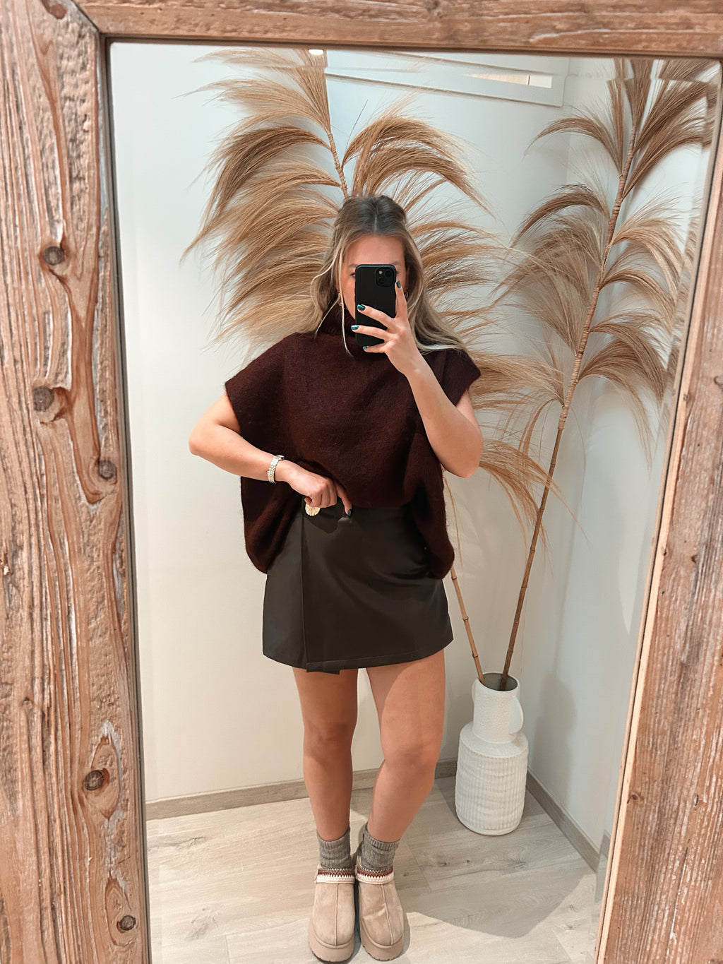 Ruby skort - brown leatherlook