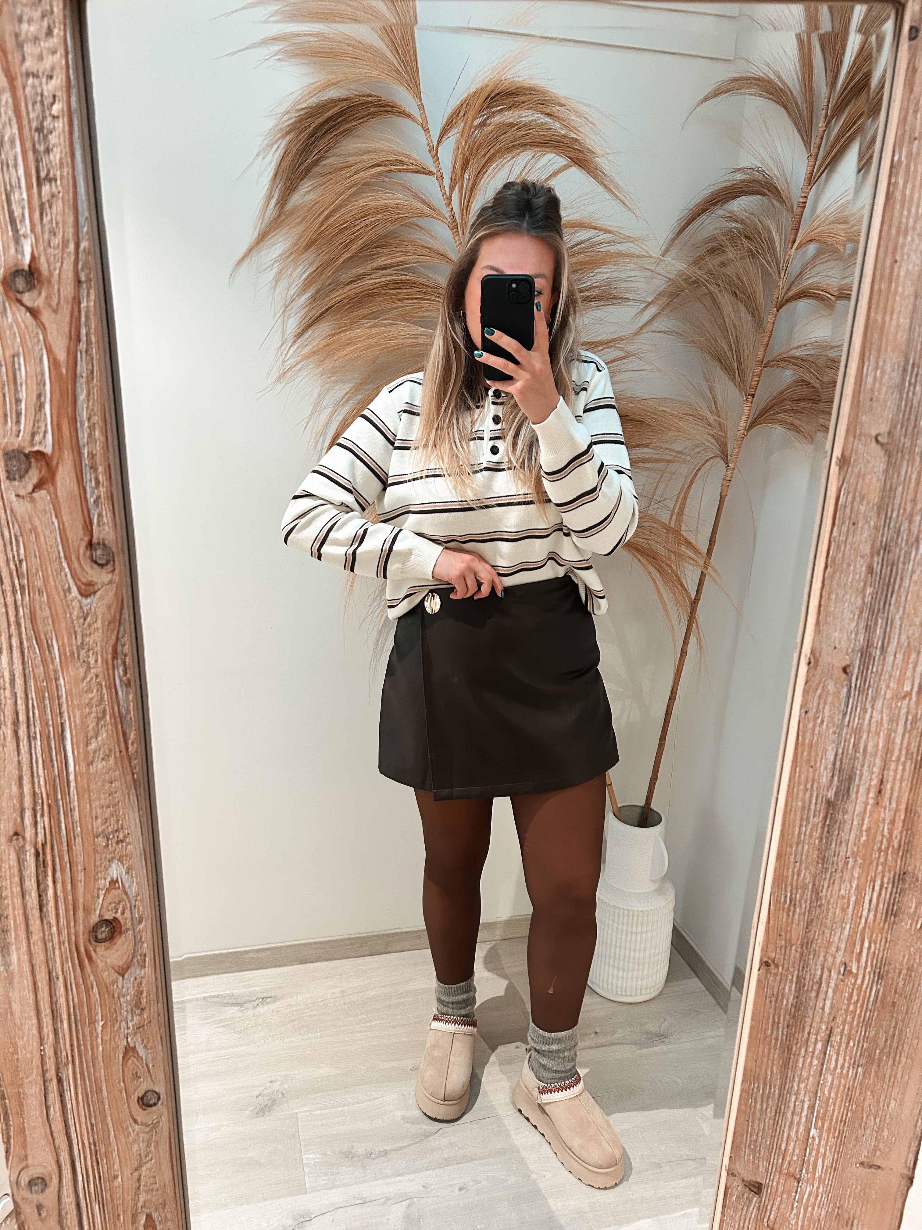 Ruby skort - brown leatherlook